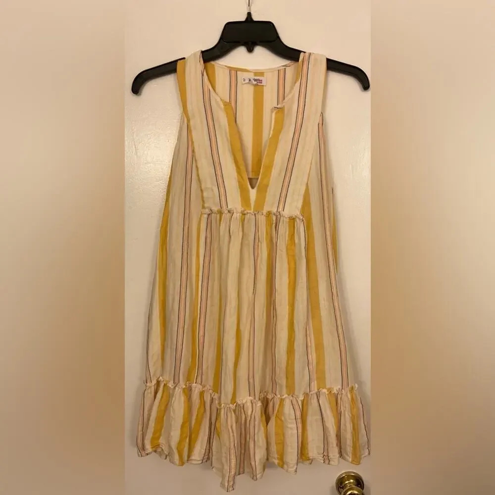 Lemlem V Neck Stripe Mini Dress Size Medium